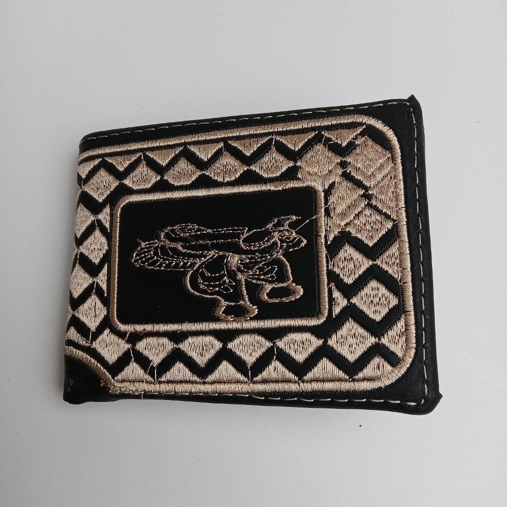 Men's Western Wallet Genuine Leather Hand Crafted Bifold‎ Cowboy Rodeo Wallet